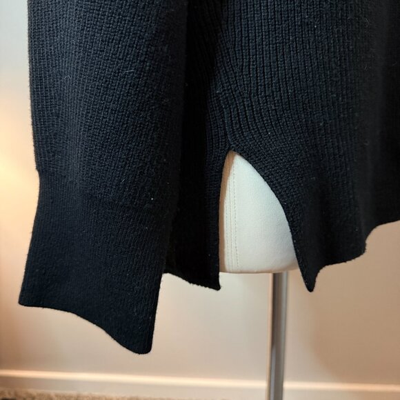 lululemon Black Ribbed Sweater Merino Wool Blend Side Slit Long Sleeve Size 12 ( - Picture 2 of 4